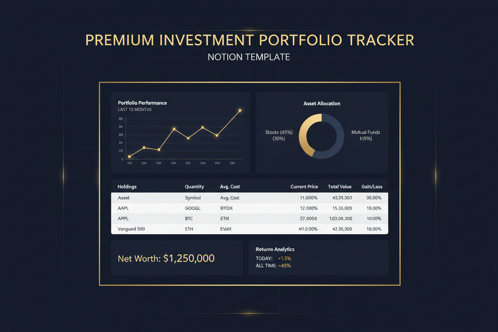 Investment Portfolio Tracker — Google Sheets | Stocks ETF Crypto Dividend FIRE Calculator Tax Tracker | Instant Download