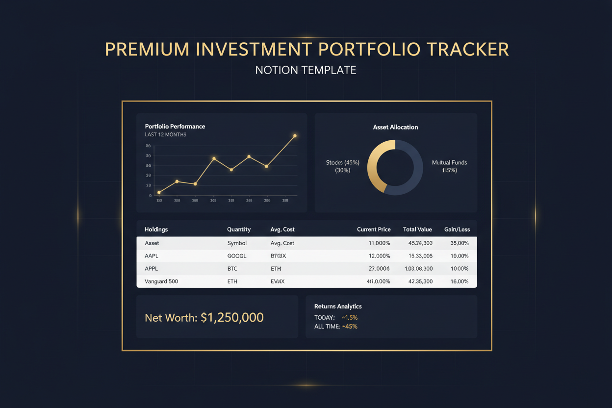 Investment Portfolio Tracker — Google Sheets | Stocks ETF Crypto Dividend FIRE Calculator Tax Tracker | Instant Download